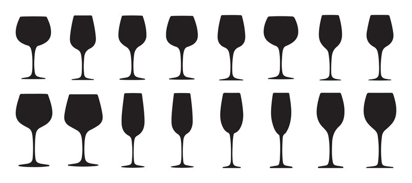 Tall wine and champagne glass silhouette icon for celebration. vector illustration eps 10.