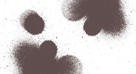 Brown spray paint splatter shapes on white background with brush stroke street art paint drop paint stain splatter background abstract resource graffiti creative distressed isolated © HexaFrame