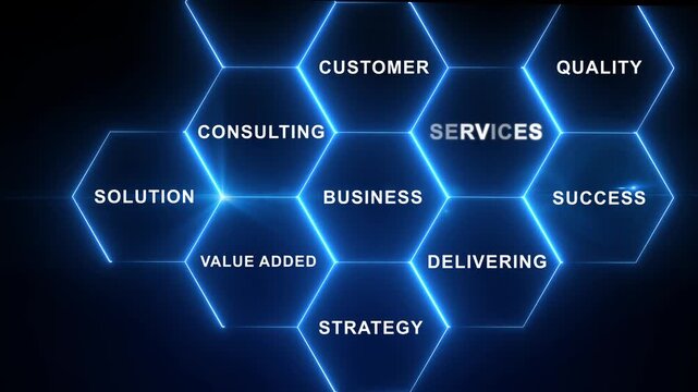 Glowing neon Business consultant presenting services to be delivered to the concept.4k motion video