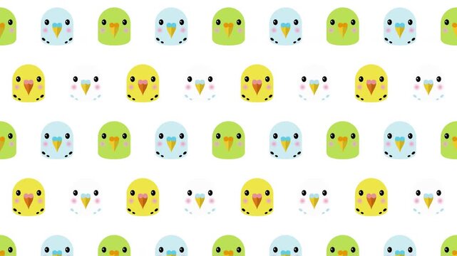かわいいインコ顔のパターンループアニメーション背景