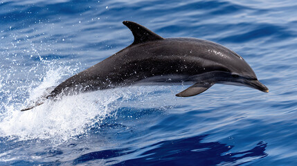 Fototapeta premium Dolphin swimming gracefully in clear blue ocean water