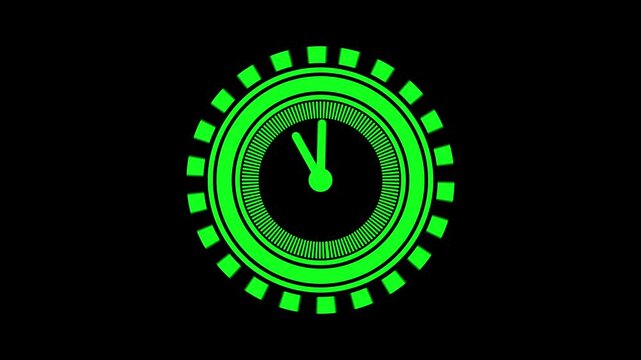 Glowing Animation of data processing and arrows over clock moving.Animation of moving clock and scope scanning over arrows and data processing.4k motion video