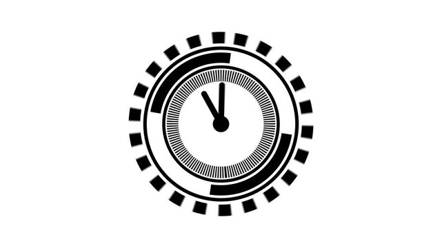 Glowing Animation of data processing and arrows over clock moving.Animation of moving clock and scope scanning over arrows and data processing.4k motion video