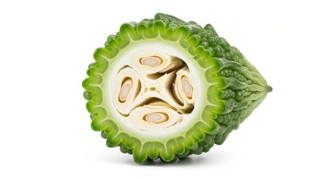 Intriguing Bitter Melon Slice Showcasing Unique Texture And Seeds