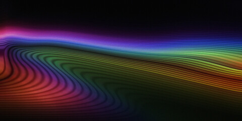 Obraz premium Vibrant rainbow gradient wave form background with dark tones and multicolor effect