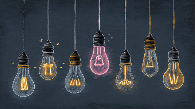 Illustration of creative ideas generation, creative mindset inspiration