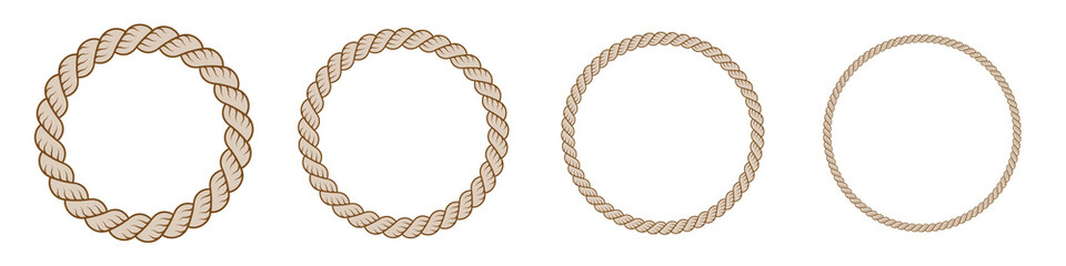 Round rope curve symbol set. Different thickness circular ropes set for decoration. Vector isolated on transparrent background © Izzat