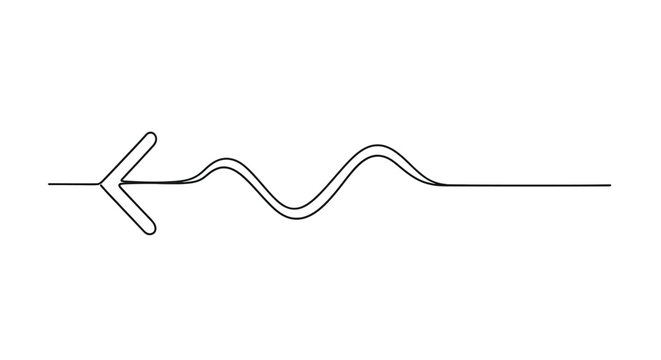Wavy arrow continuous line drawing pointing left symbolizing direction