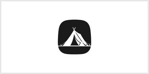 Minimalist Black Tent Icon on White Background © deart_logo