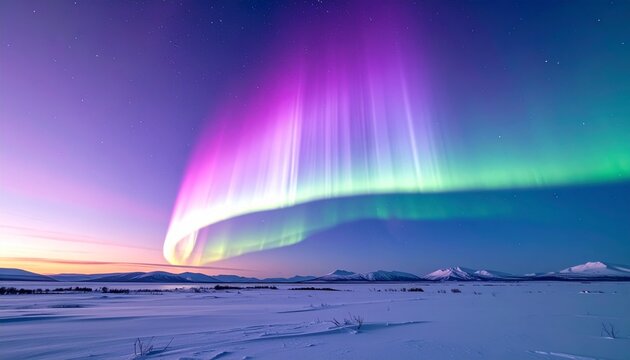 Vibrant Aurora Steve Phenomenon Over Snowy Arctic Landscape at Night