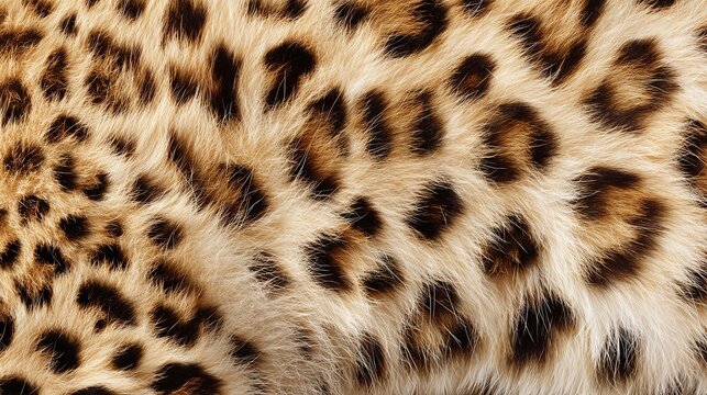 A close-up view of a leopard's fur with its distinctive spots and soft texture