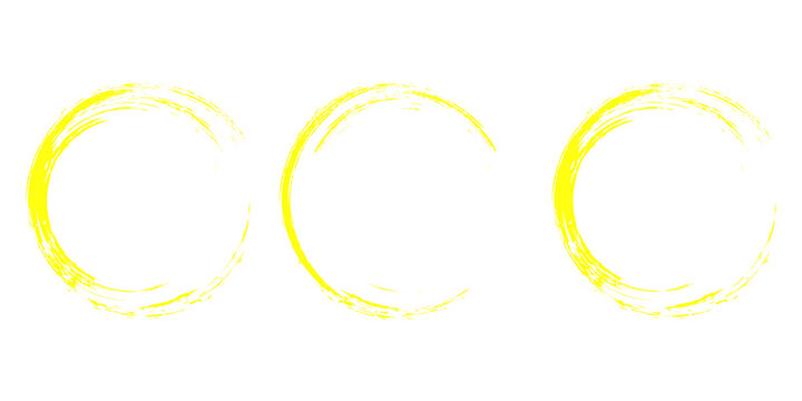 Circle grunge stamp set. Round vector isolated on white background. Yellow stamp vector. Collection for grunge badge, seal, ink and stamp design template. Round grunge hand drawn circle shape, vector