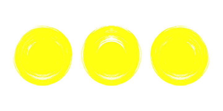 Circle grunge stamp set. Round vector isolated on white background. Yellow stamp vector. Collection for grunge badge, seal, ink and stamp design template. Round grunge hand drawn circle shape, vector