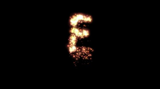Glowing golden fire letter E on transparent background

Bright fiery particles and golden sparks dynamically forming letter E shape with alpha channel
