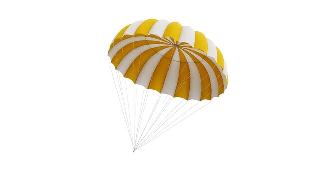 Parachute, yellow and white striped parachute, adventure sports equipment, safety gear, recreational flying