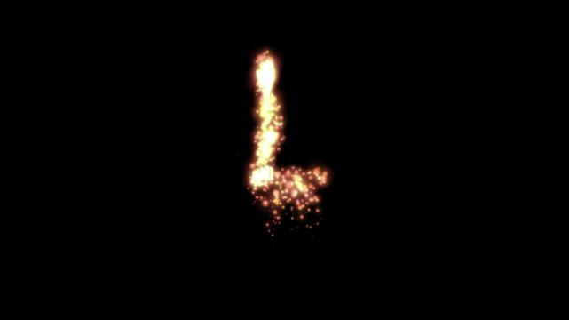 Glowing golden fire letter L on transparent background

Bright fiery particles and golden sparks dynamically forming letter L shape with alpha channel

