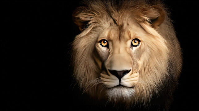 Lion Portrait with Mane, Close-Up