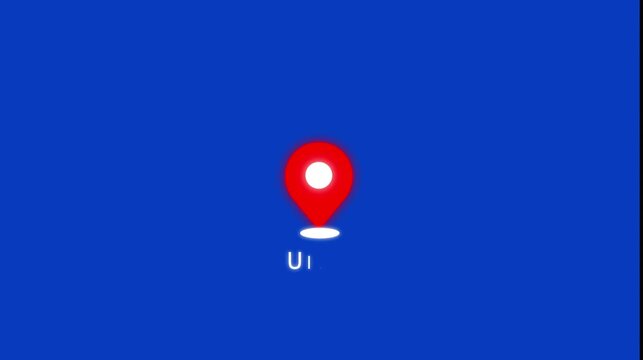 Location of the city of Ulsan ,the name of the place with the location has been displayed, sign animated with alpha channel 4k video GPS location tracking icon with blue back ground.