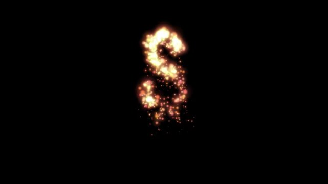 Glowing golden fire letter S on transparent background

Bright fiery particles and golden sparks dynamically forming letter S shape with alpha channel
