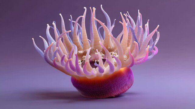 Bright sea anemone in a warm underwater setting with colorful tentacles and fine details at an aquarium showing marine life
