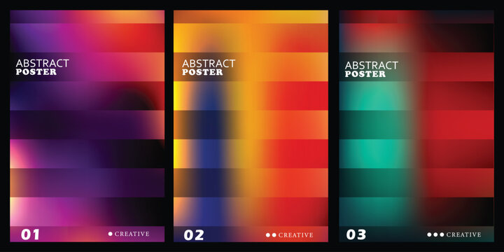 Abstract Gradient Rectangle Background Poster Set with Vibrant Colors