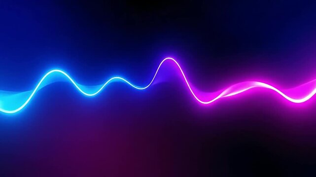 Minimal neon waveform with purple and blue glowing light on dark background