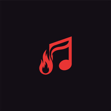 Red music note with flame.