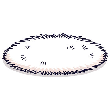 oval fluffy shag rug cartoon vector illustration