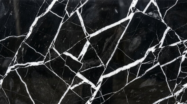 Luxury black marble stone texture with white veins for background