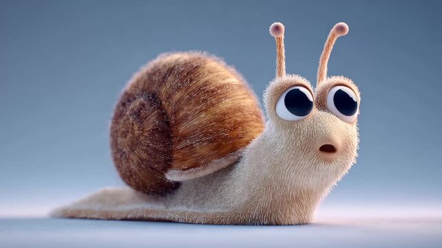 Cute snail explores a colorful world while enjoying the calm of a sunny day in nature with friendly companions and interesting sights all around