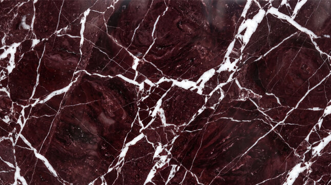 Dark red marble stone texture with natural white veins background