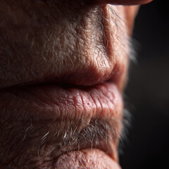 Naklejka premium Close-up of a man's chin with gray facial hair