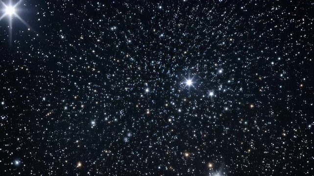 Night sky shows many stars shining brightly in the darkness over an open area with no light pollution