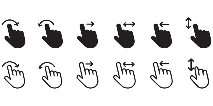 Computer mouse pointer icons with various gestures