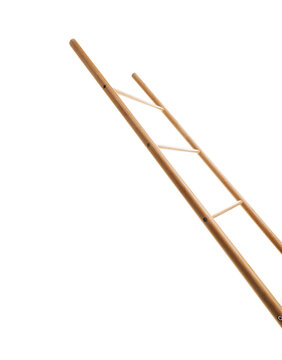 One wooden step ladder isolated on white