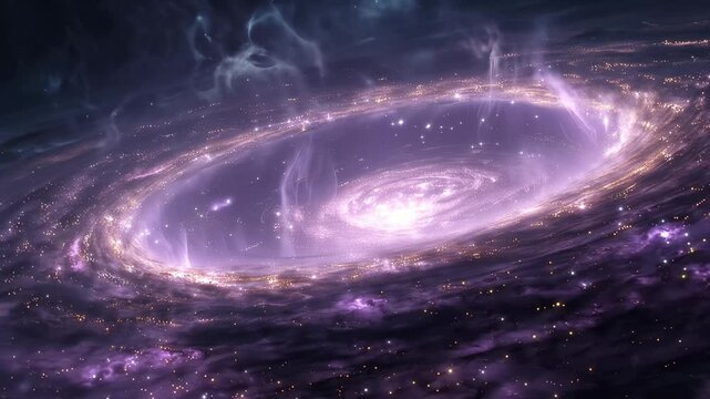 Exploring a distant galaxy with swirling colors and bright stars at night