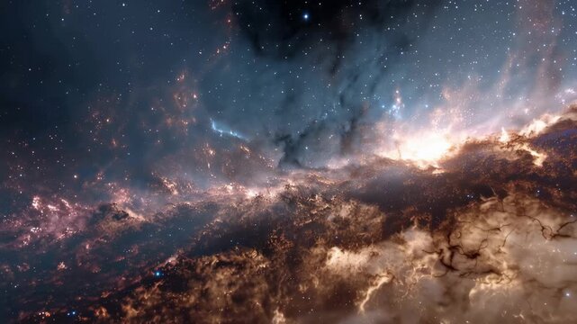 Exploration of distant galaxies and stars in the night sky with stunning visuals of cosmic formations and bright colors captured over time