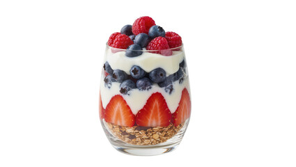 Layered berry parfait with yogurt and granola, isolated on transparent background © Roxana