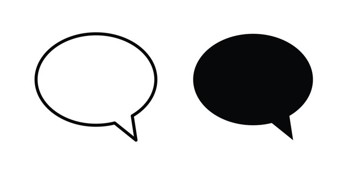 Chat bubble icon vector graphic clipart and line art style set