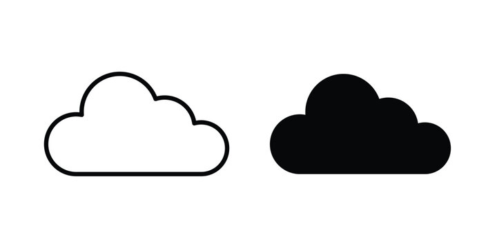 Cloud icon vector graphic clipart and line art style set