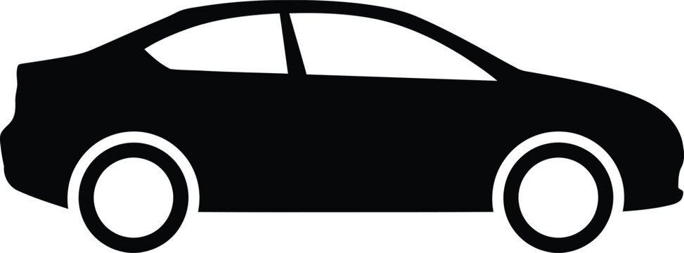 Minimalist side view profile of a generic passenger sedan vector illustration