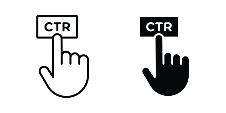 CTR icon vector graphic clipart and line art style set