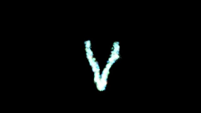 Glowing blue particle letter U on transparent background

Bright cool particles dynamically forming letter U shape with alpha channel for compositing
