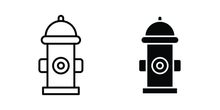 Fire hydrant icon vector graphic clipart and line art style set