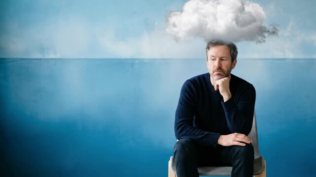 human mind thinking process represented by cloud above head video