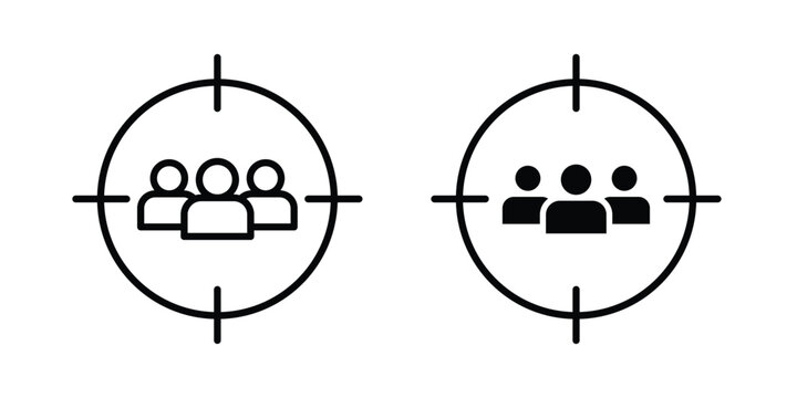 Focus group icon vector graphic clipart and line art style set