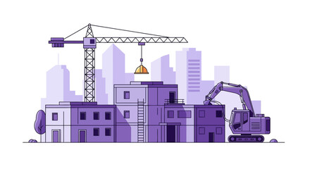 Obraz premium Illustration Of A Modern City Construction Site Depicting Development And Progress