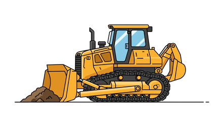 Fototapeta premium Illustration Of A Yellow Bulldozer Cartoon, Isolated Against A White Background