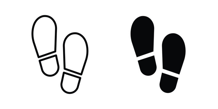 Footprint icon vector graphic clipart and line art style set