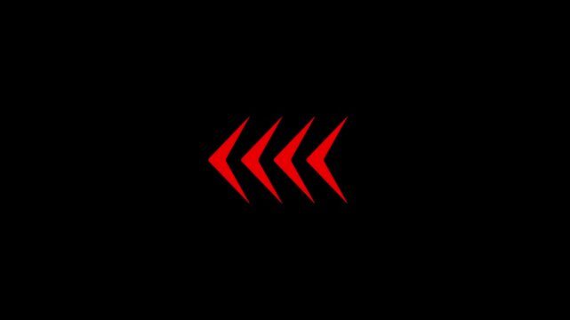 Red color arrow on black background. Arrow direction set. Modern simple arrows with on 4k video animation.